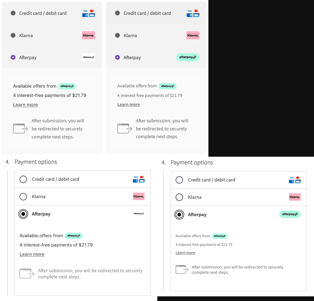 storefront afterpay comparison