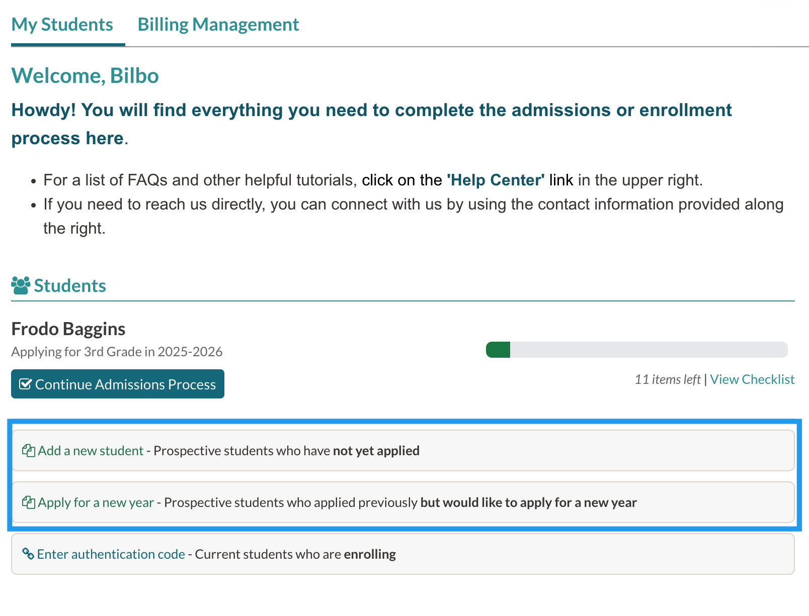 Example parent portal with the application links highlighted at the bottom.png