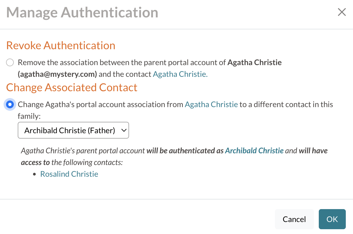manage Authentication Pop Up