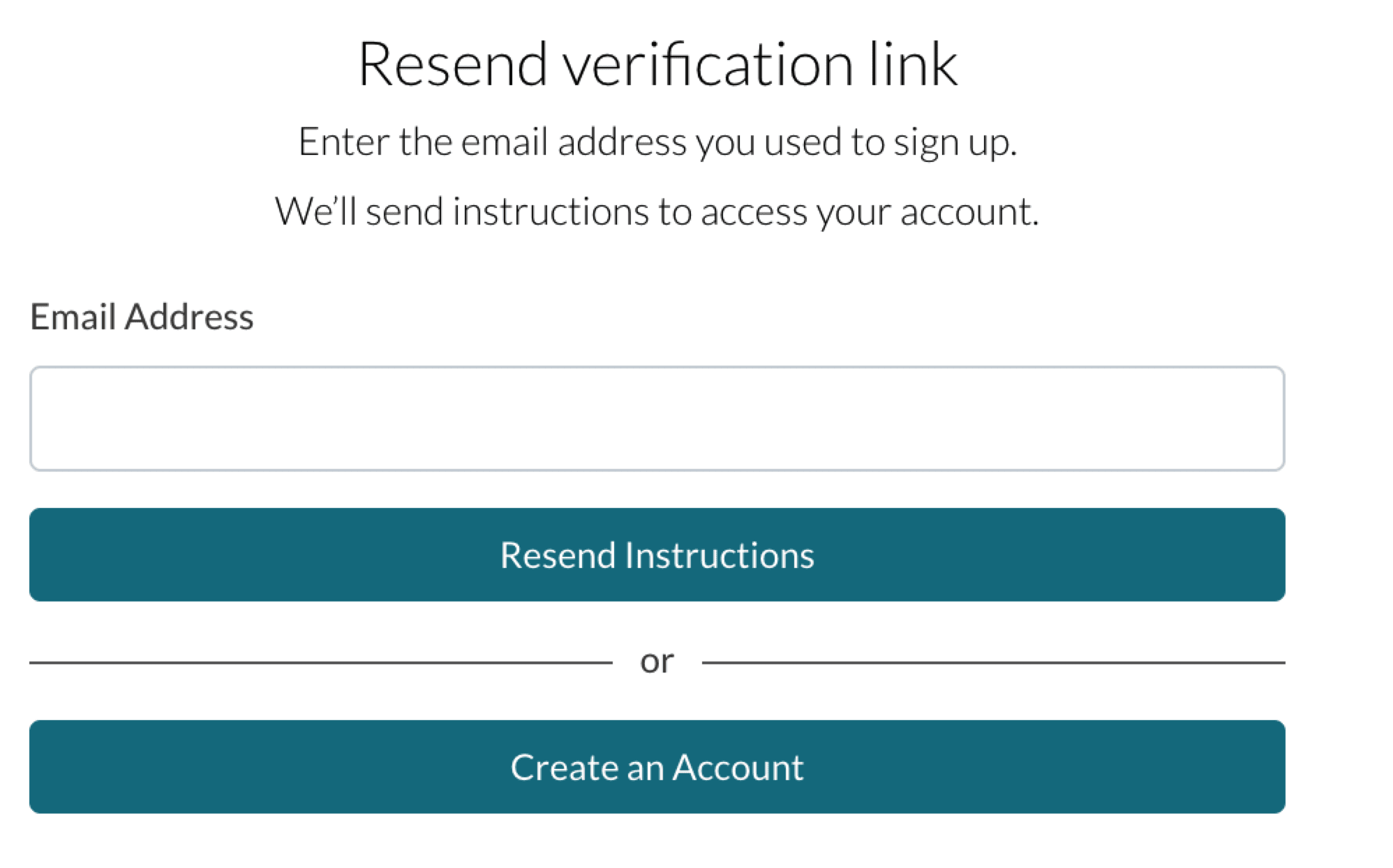 Resend verification link page
