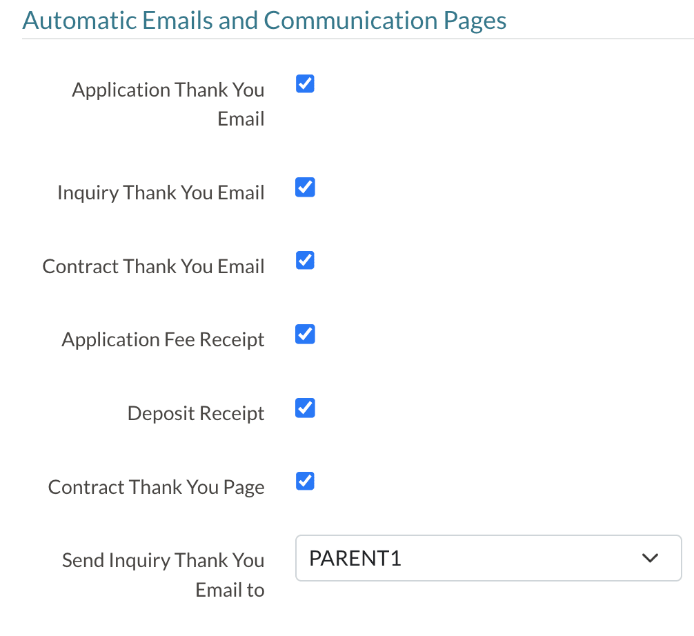 Automated Emails and Communication Pages area.