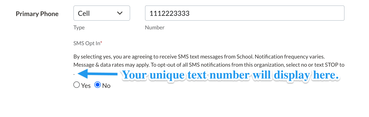 Text Message Opt-In on a form.