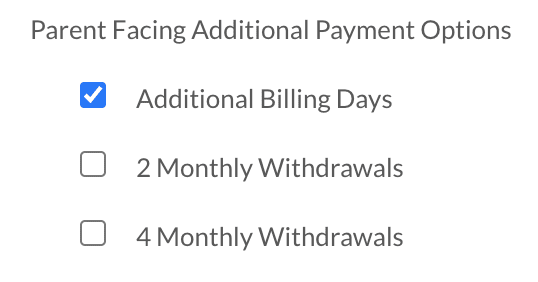 Parent-Facing Autopay options on the Billing Setup page.