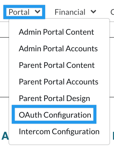 Navigation to the OAuth Setup page.