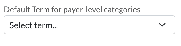 Default term for payer-level categories section of the Billing Setup page.