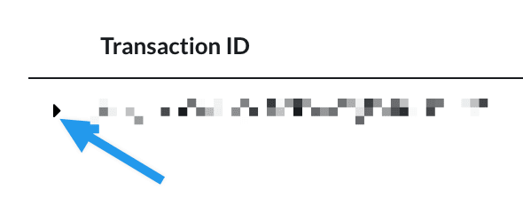 Expand icon text to the transaction id.