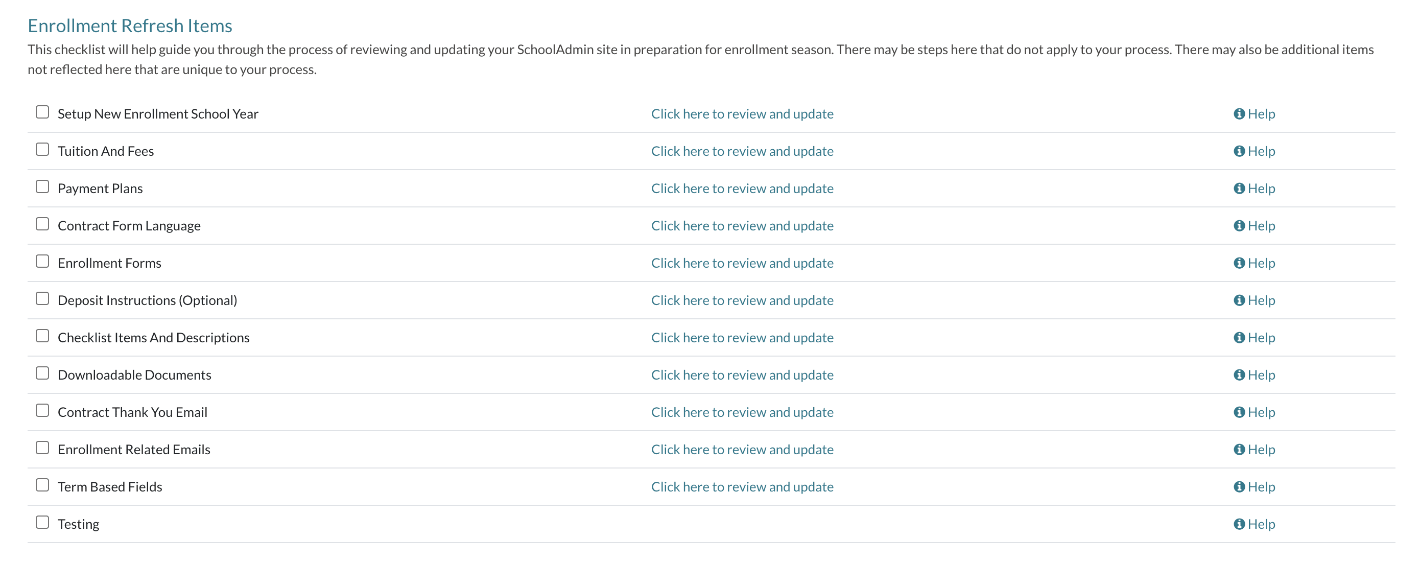 image of the Enrollment Refresh Checklist