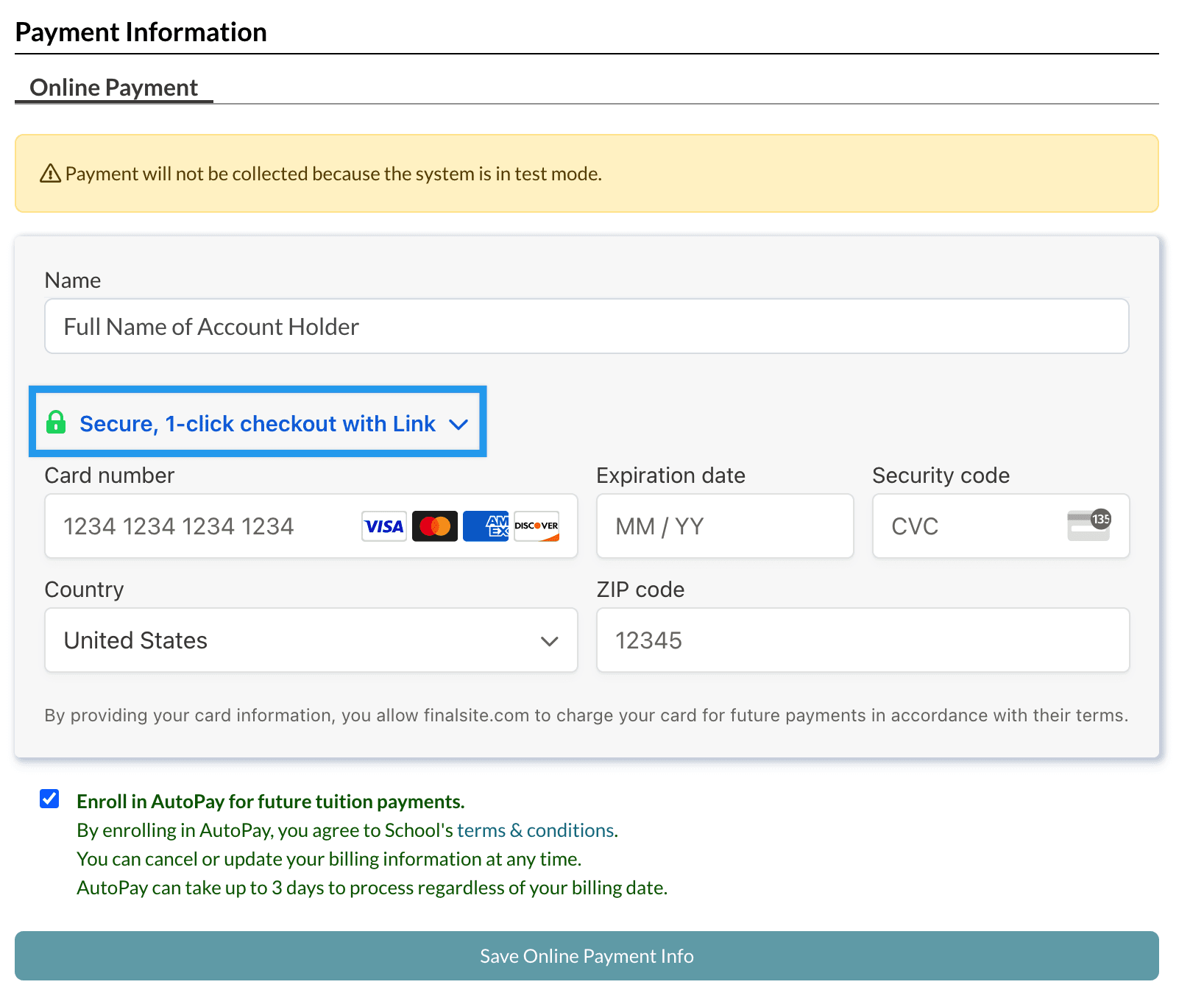 Online Payment UI with a box around the LINK option.png