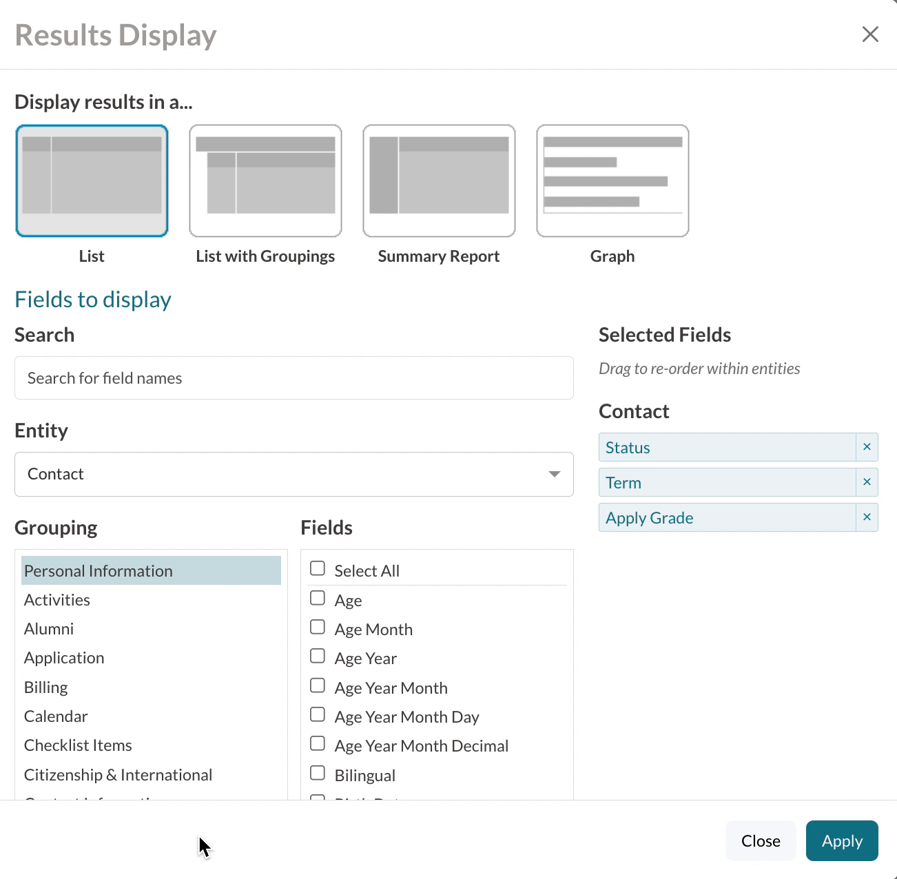 GIf of pulling in fields related to a calendar to a search