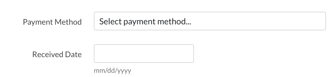 Payment Method and Received Date in the Add Payment box