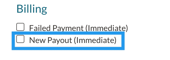 Billing notifications highlighting the New Payment Notification.