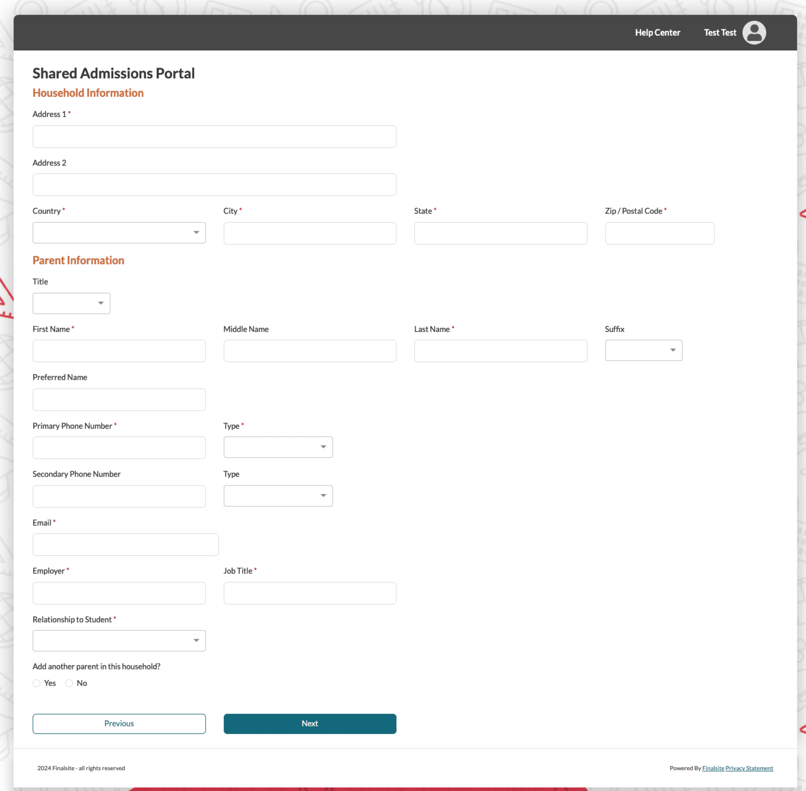 Student Information Form Page 2