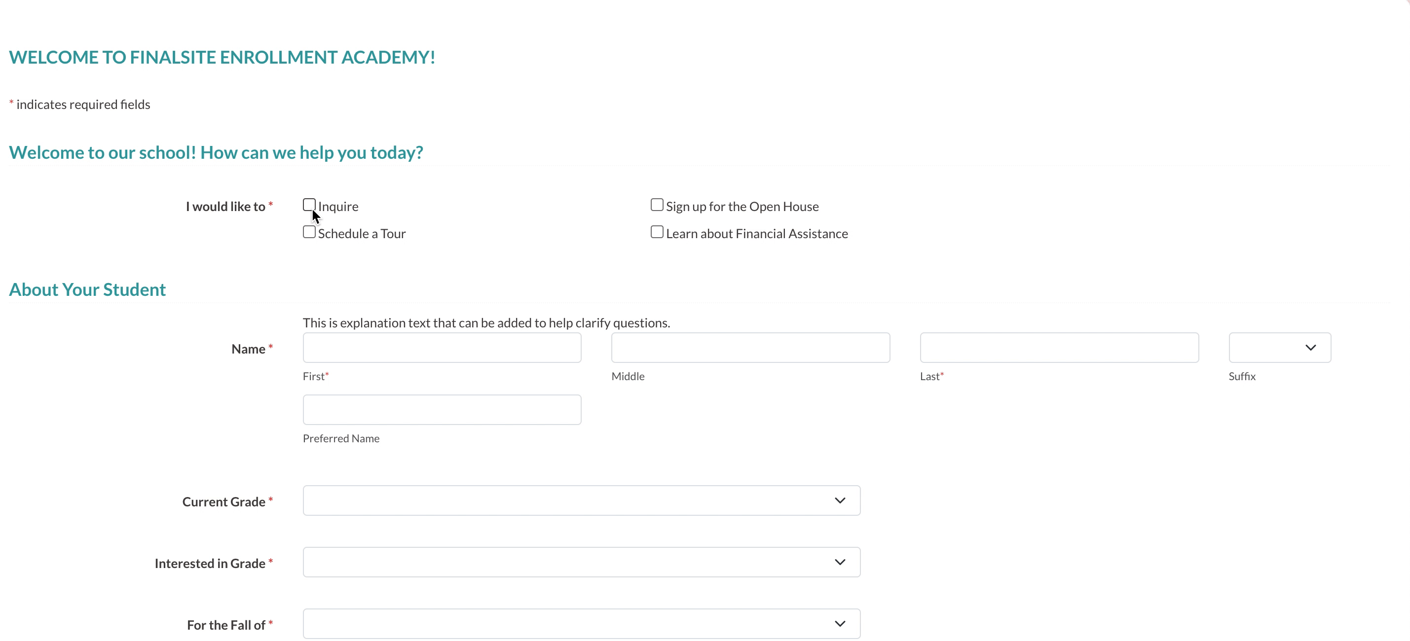 GIF of the dynamic CTA section of an Inquiry form