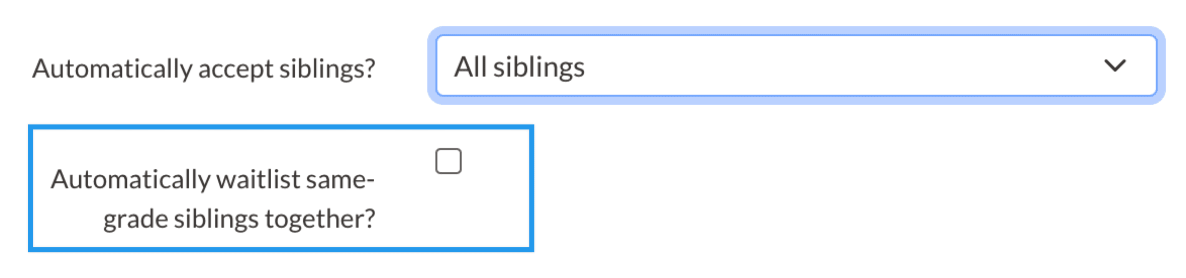 Additional option siblings in the lottery.