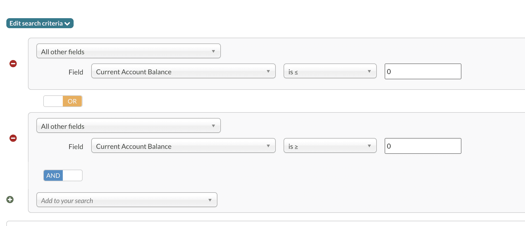 An example search to pull in financially responsible billing contacts