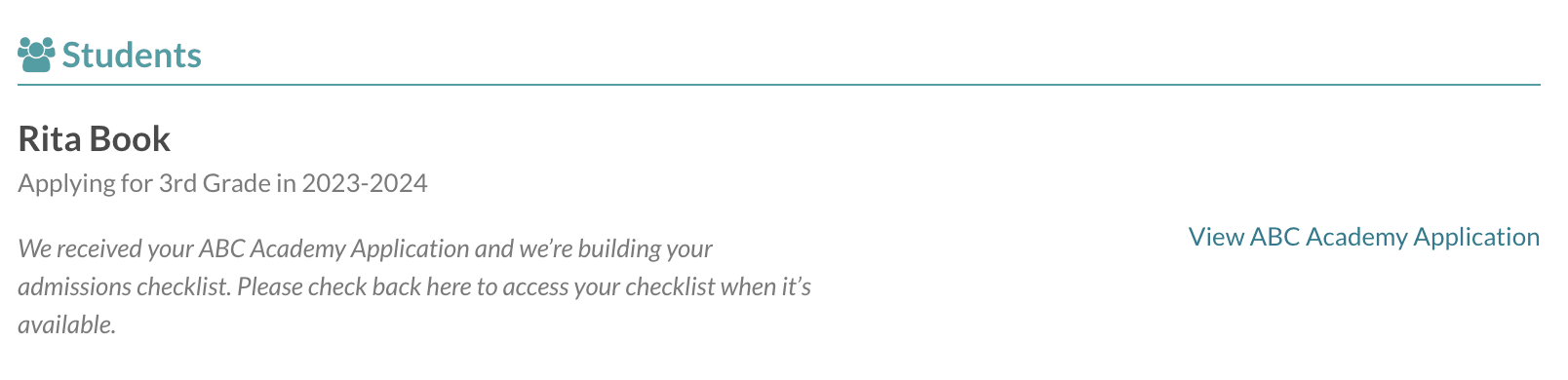 Example of an Student Checklist before it's available.