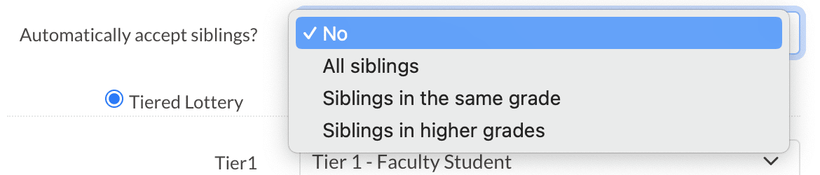 Lottery siblings options