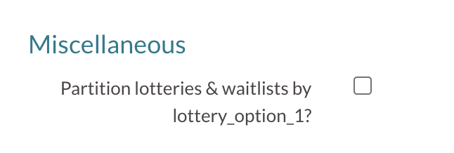 Miscellaneous section of the lottery page