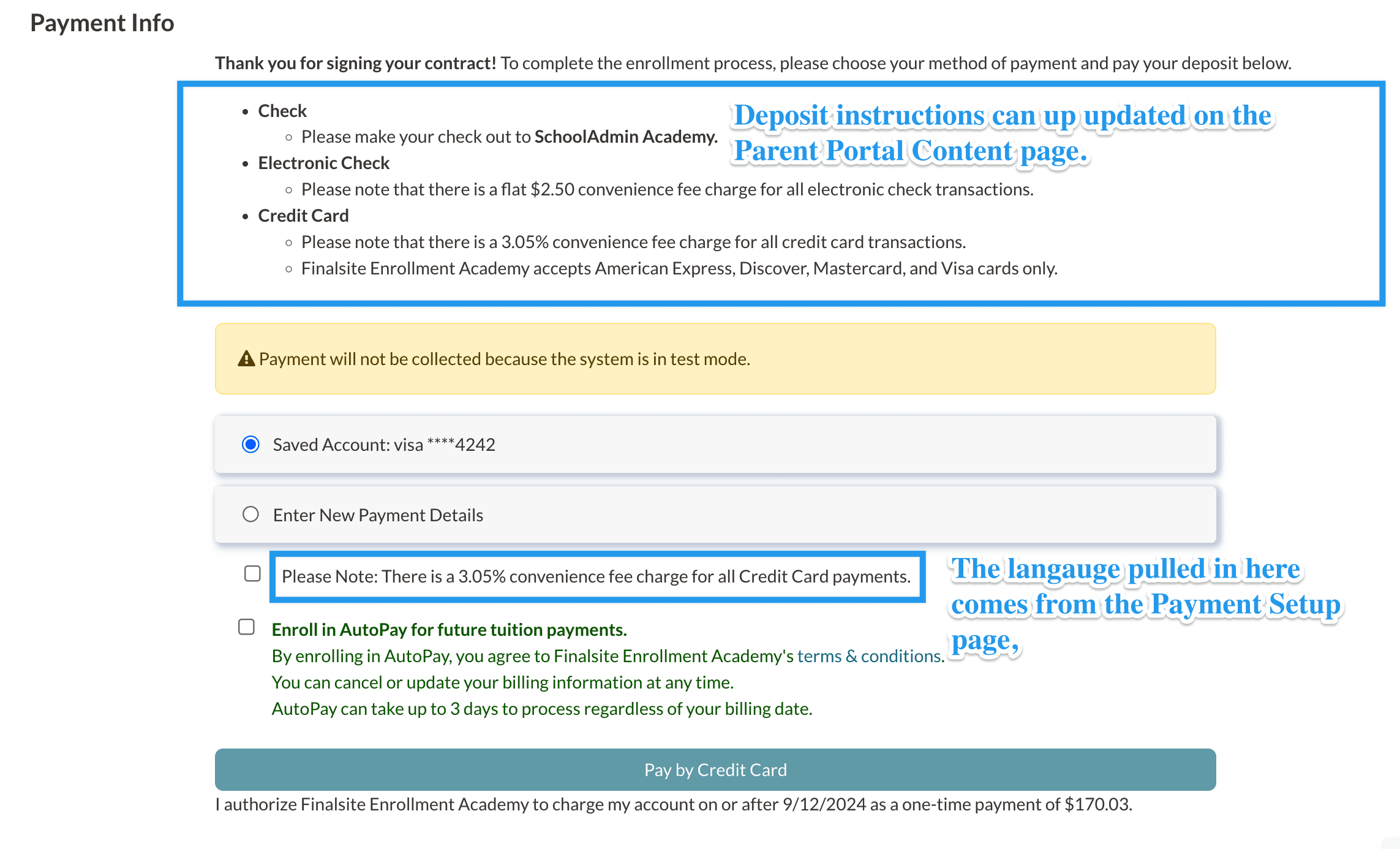 Convenience Fee language that shows up in the contract