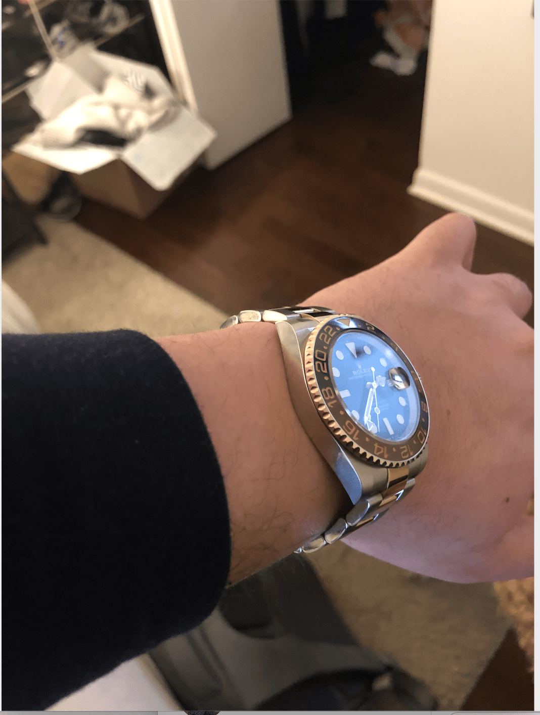 Rolex root 2025 beer on wrist