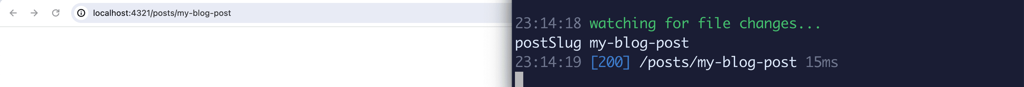 Post slug logged to terminal