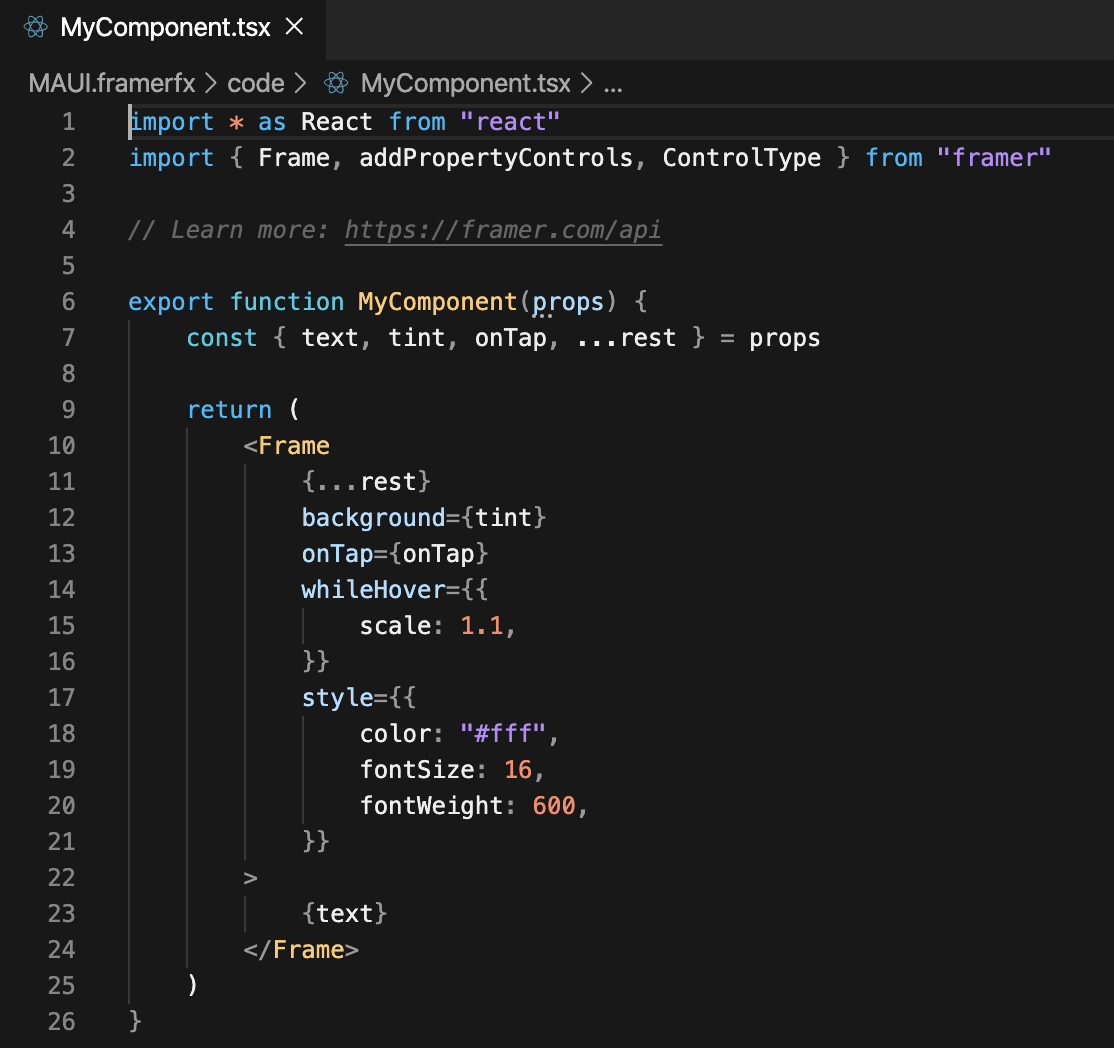 Framer Web Syntax Example